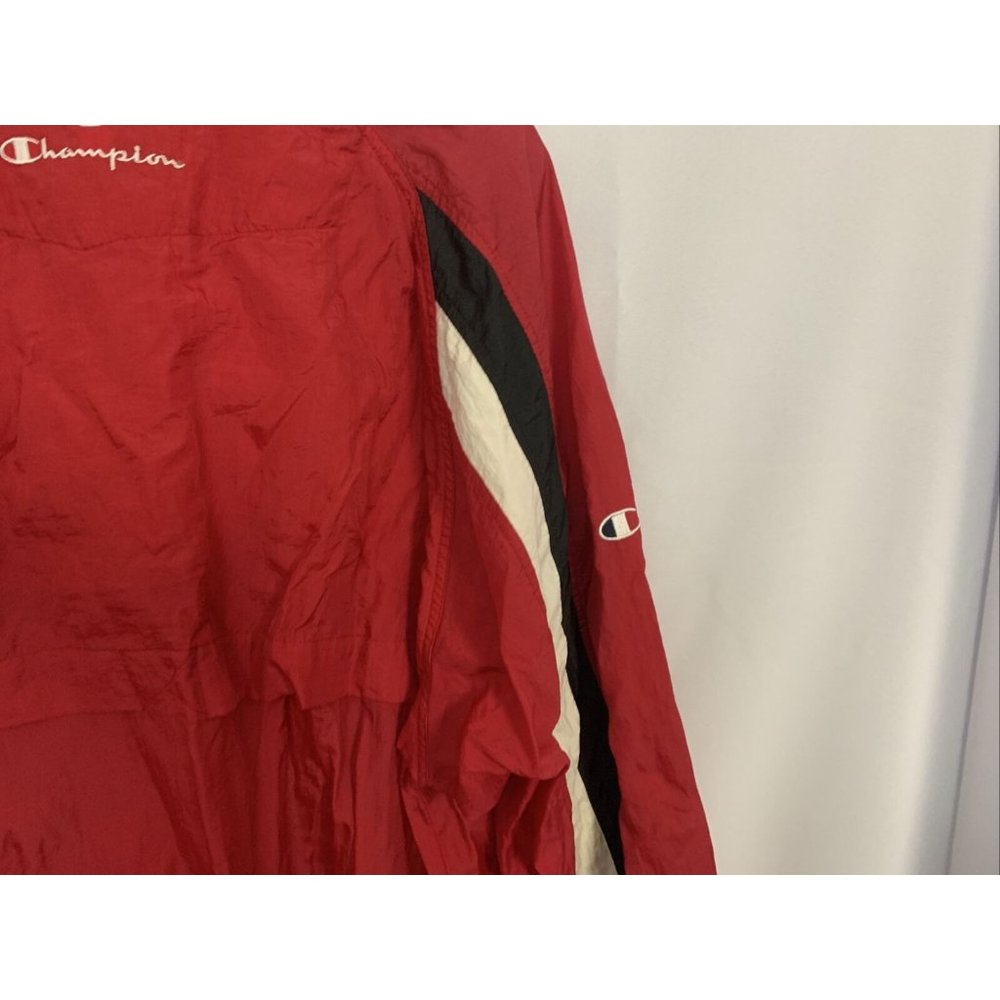 Vintage Champion Windbreaker Full Zip Red, White & Black Color Jacket Size XL - Picture 7 of 7